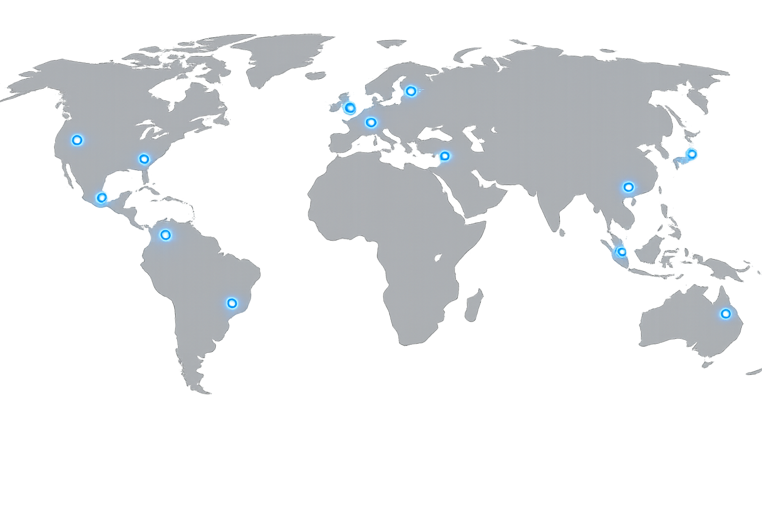 Mapa mundial de cobertura Avyra VPN